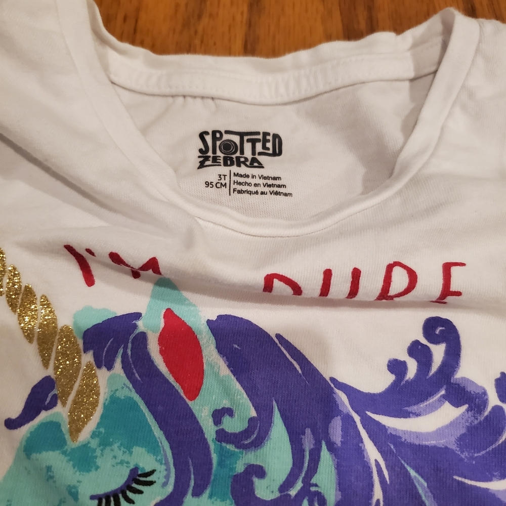 Unicorn Tee Shirt 3T Spotted Zebra - Picture 5 of 9